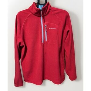 Columbia Pullover Mens XL Red Fleece Half Zip Outdoor Hiking Zip Chest Pocket